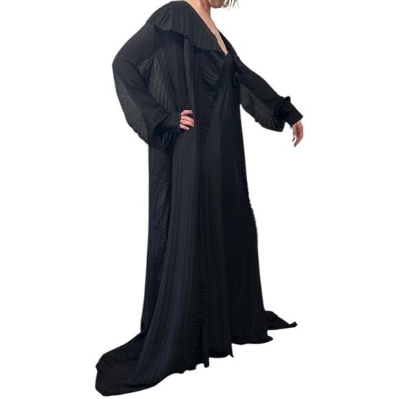 The Row Hania Belted Ruffled Crinkled-chiffon Gown in Black size XS / S - Picture 6 of 14